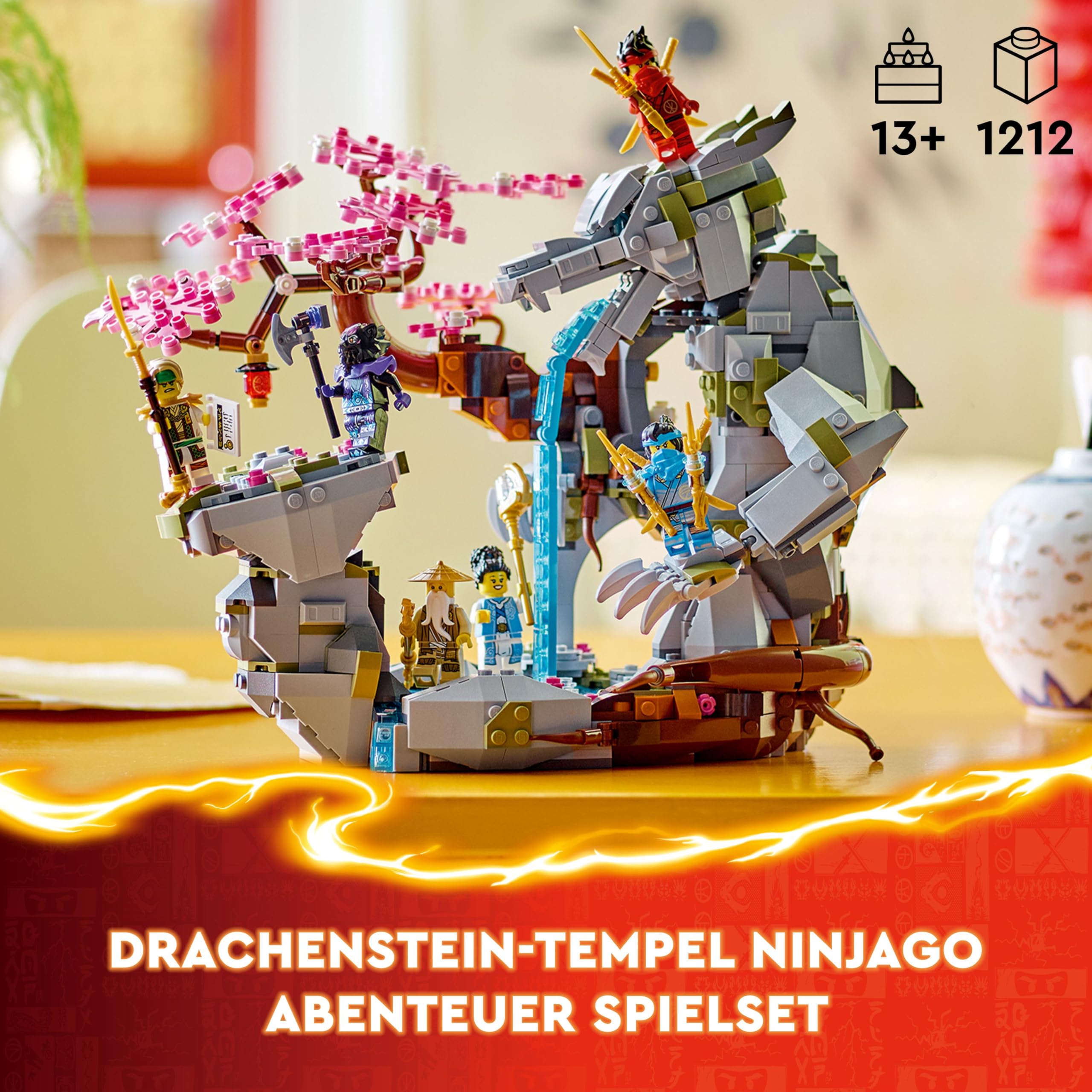 LEGO NINJAGO Drachenstein-Tempel Drachen-Spielzeug mit 6 Ninja-Figuren, großes Set zum Bauen, Spielen und Ausstellen, Geschenk zum Geburtstag für Jungs und Mädchen ab 13 Jahren 71819