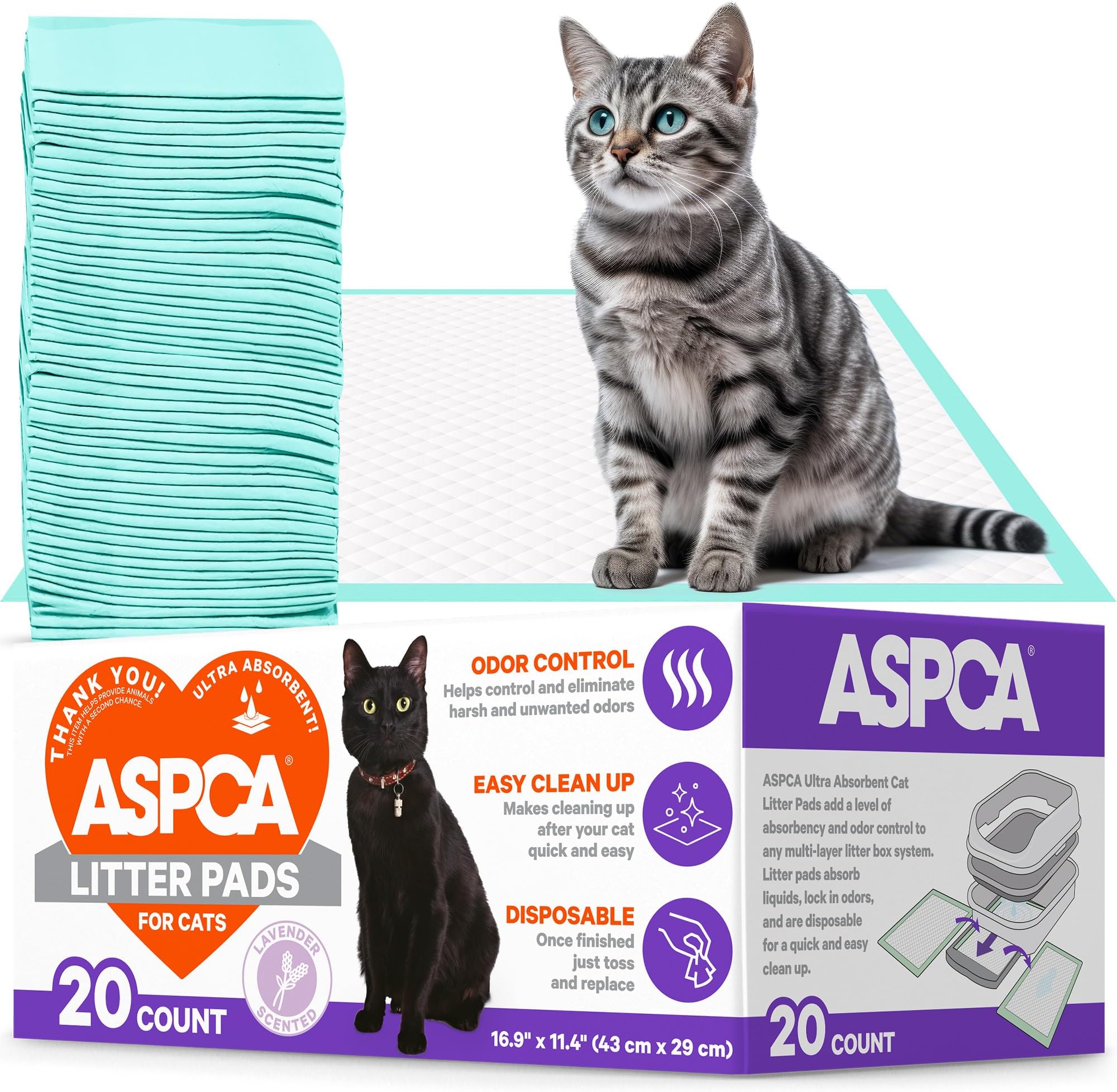 HONEY CARE AllAbsorb 20 Count Cat Litter Pads, 17.1 by 11