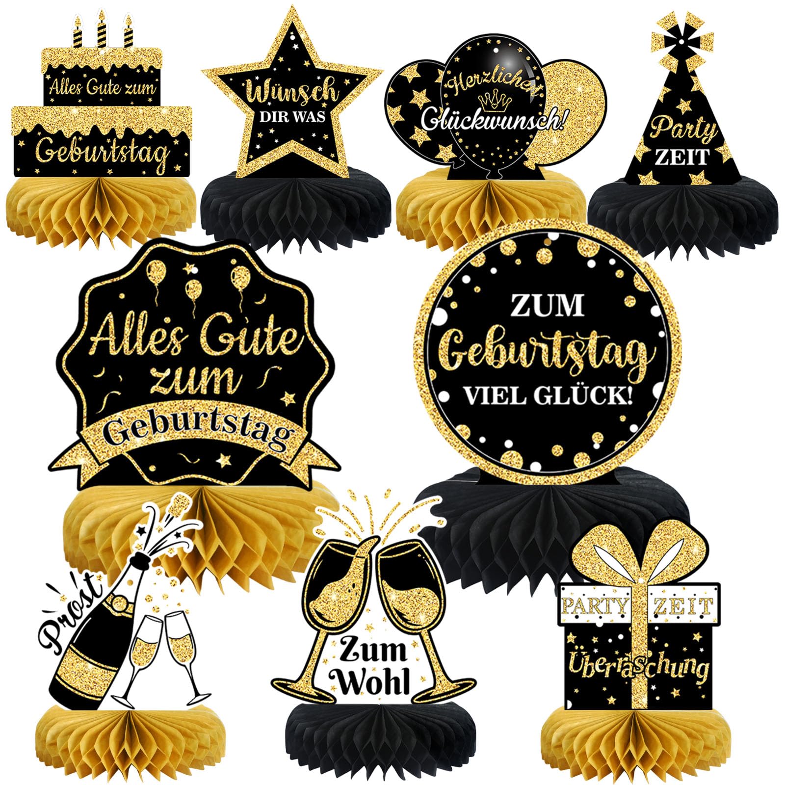 9 STK Tischdeko Geburtstag（Deutsche）