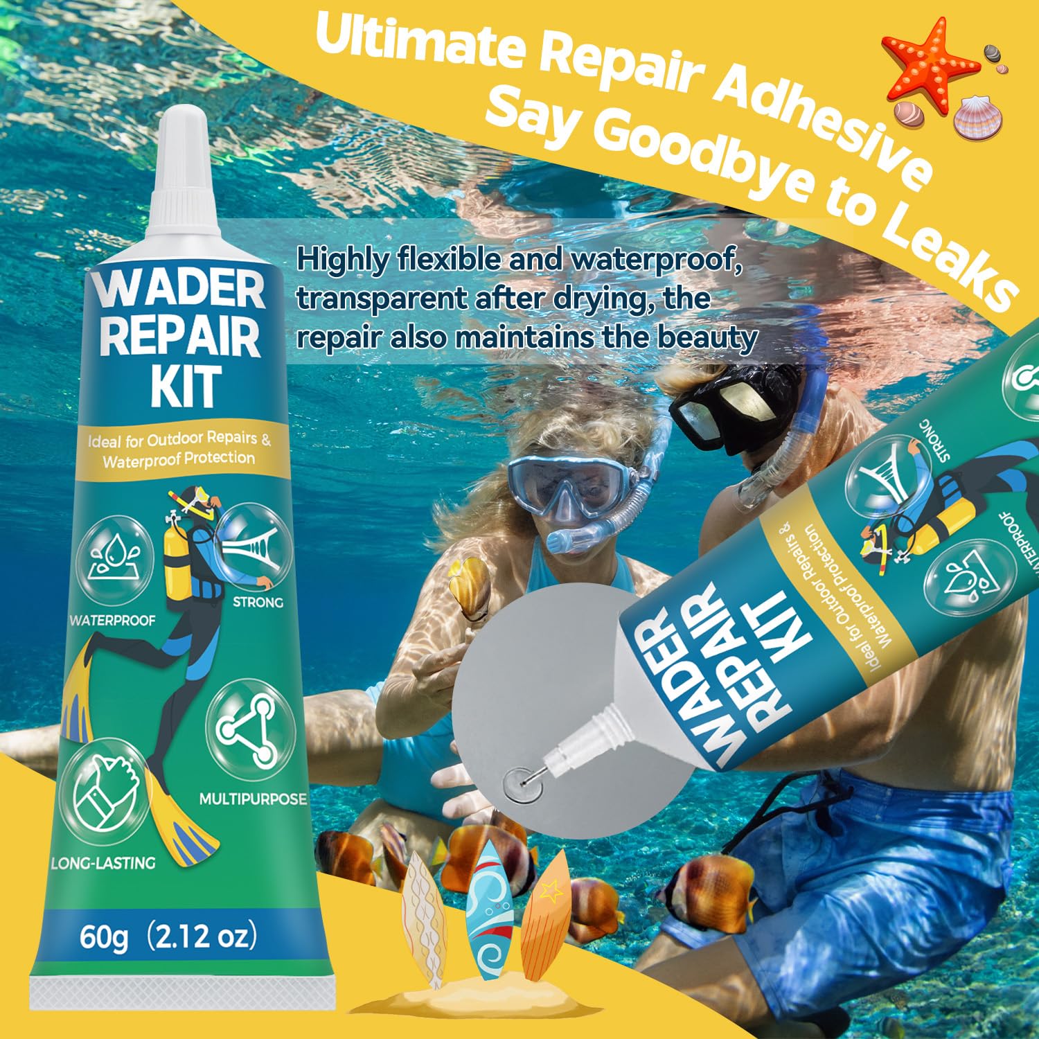 Bondtech Wader Wetsuit Repair Kit, Wetsuit Repair Kit, Waterproof Patch for Repairing Tears, Tears and Holes in Wetsuits, Neoprene, PVC Inflatables and Outdoor Tools - 4