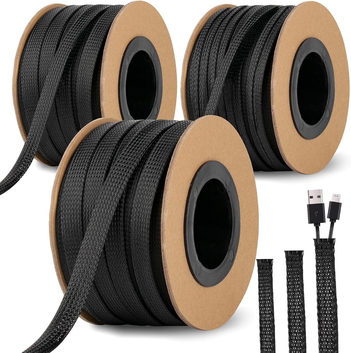300 Feet 1/4, 1/2, 3/8 Inches Braided Wire Loom