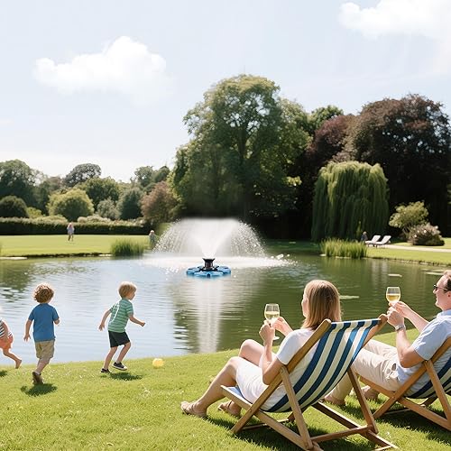 Miniatura 7 de RELIY Aireador de fuente de estanque, Bomba de fuente 1HP 110V 15000 GPH, Fuente flotante de lago potente completamente automática, Cable de