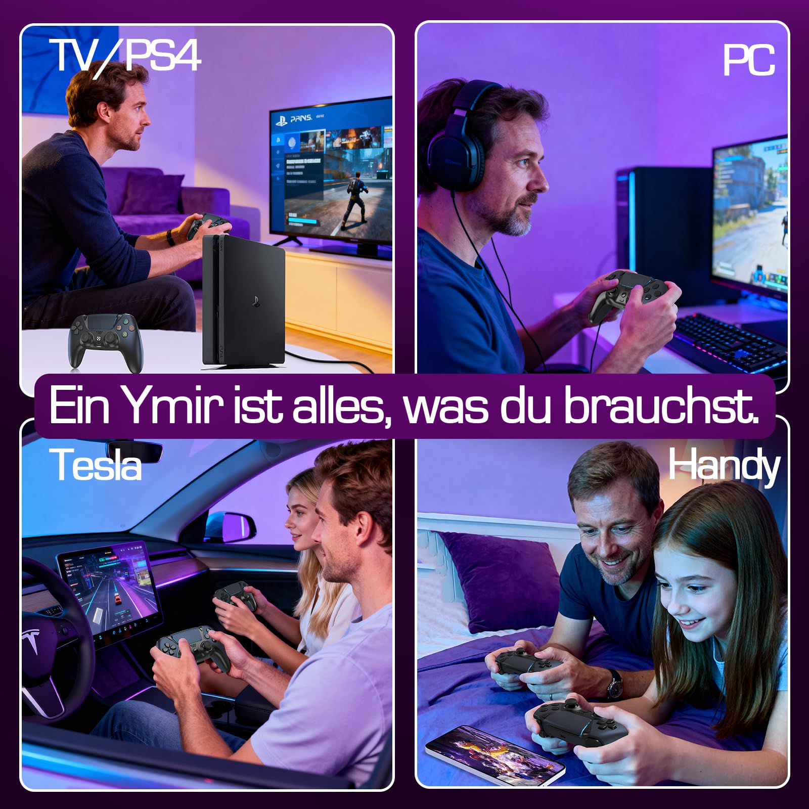 Ymir Wireless Luna Controller für Fire TV Stick, PC Bluetooth Gamepad, ALPS Joysticks ohne Drift Turbo Gyro 1200mAh Akku Schwarz