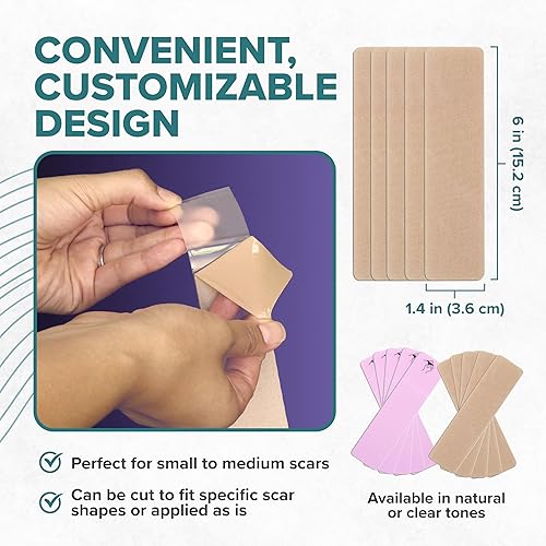 Miniatura 6 de Epi-Derm C-Strips, láminas de gel de silicona para cicatrices, ideal para cesáreas, abdominoplastia, histerectomía y cicatrices de cirugía cardíaca,