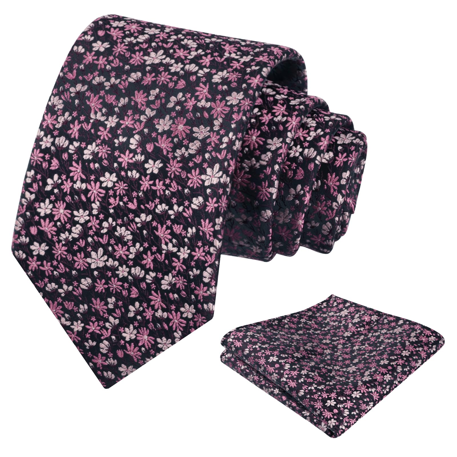 Alizeal Mens 3.15'' Floral Tie with Pocket Square