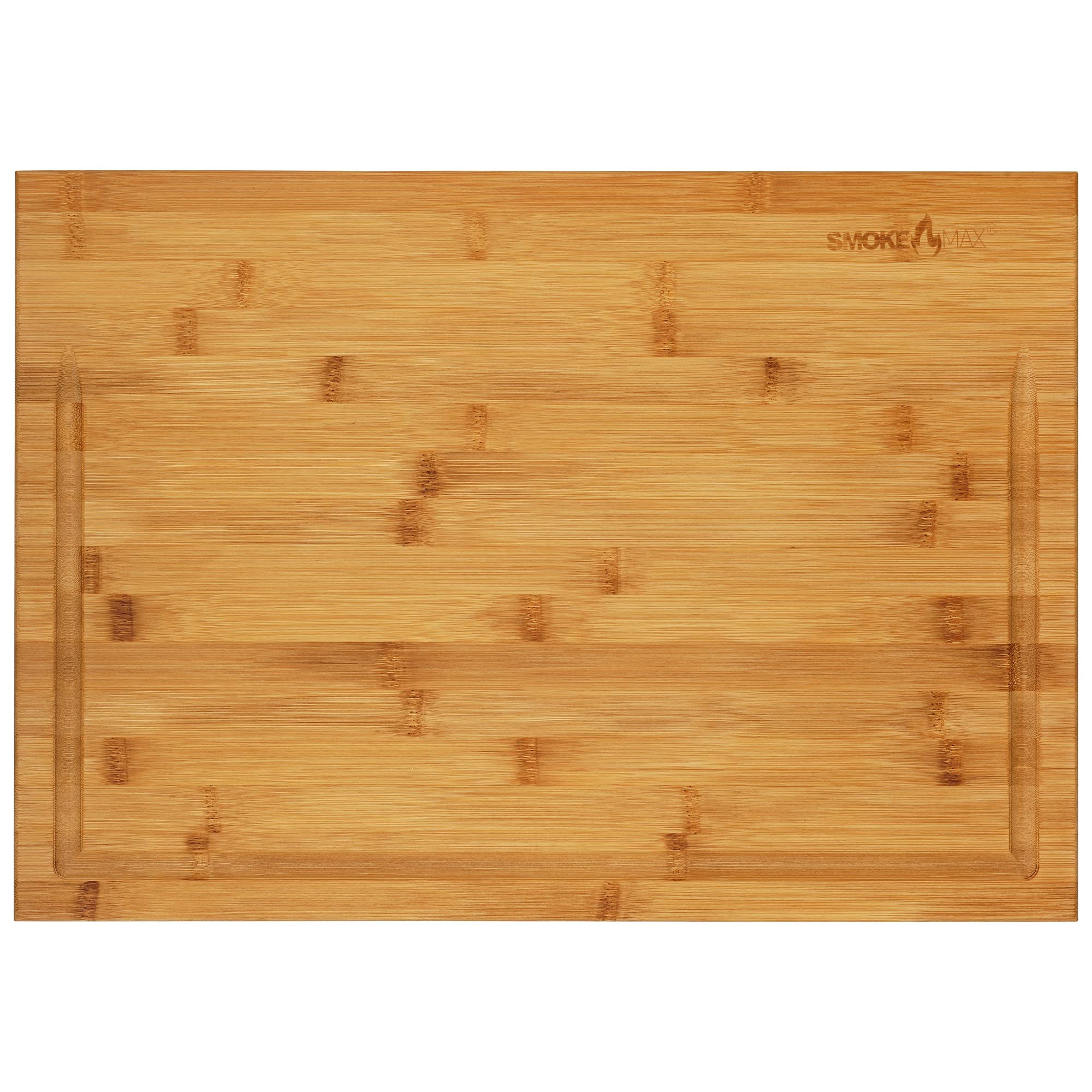 SmokeMax 2-1 grand bloc en bois massif avec planche à découper et plateau de service en bambou naturel (env. 50 x 35 x 5 cm)