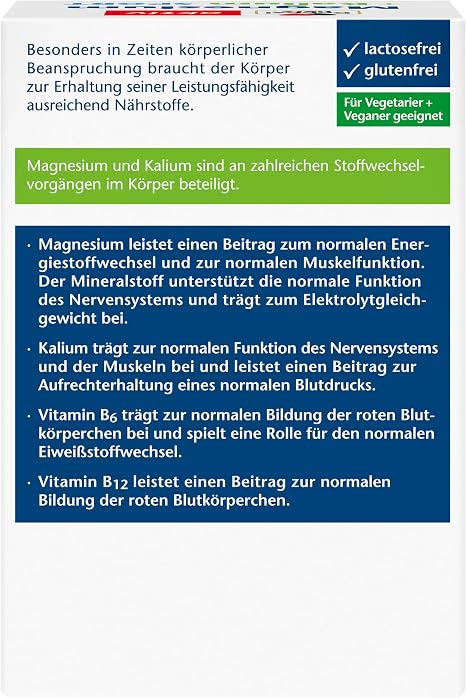 Double Heart Magnesium + Potassium Sport Magnesium and Potassium as a Contribution to Normal Muscle Function - Vegan - 6 x 15 Effervescent Tablets with Lemon Grape Fruit Flavor