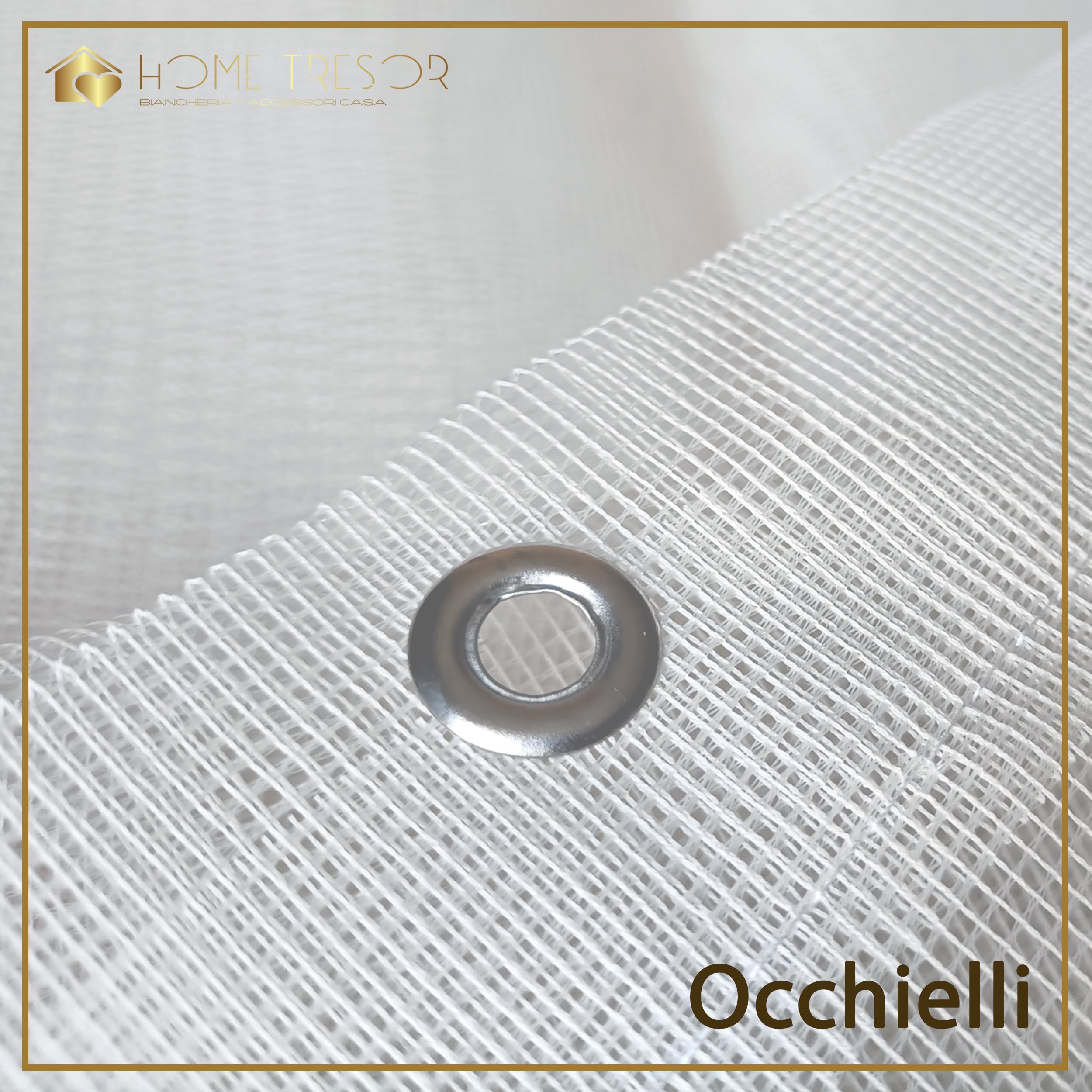 Home Tresor - Tenda Zanzariera per Porta e Finestra con Anelli e Frange Retina da Esterno, 100% Poliestere, cm. 150x250 Tinta Unita (Bianco)