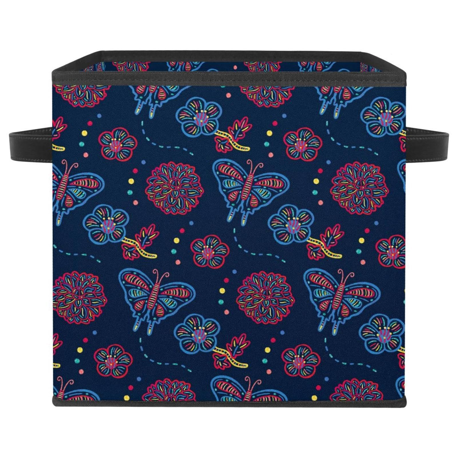 Boîte de rangement pliable motif fleurs et papillons pour placard