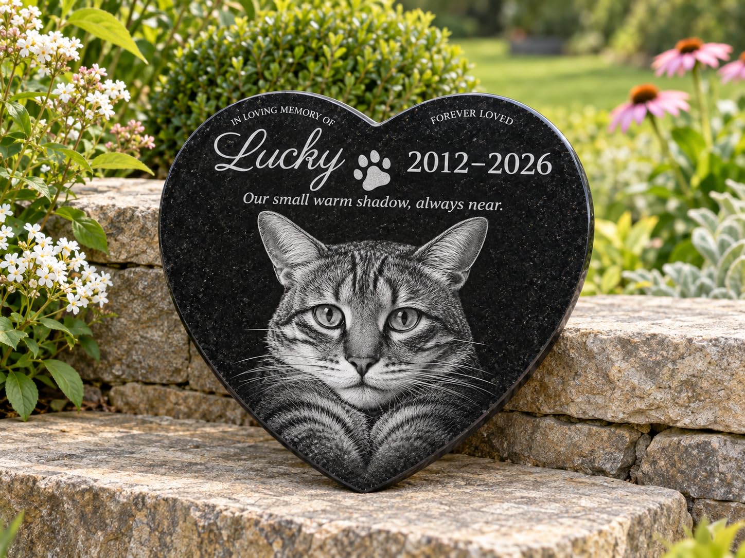 ADFSTONE Cat Memorial Stones, Pet Headstone for Loss Gifts, Animal Grave Markers - Sympathetic Dog Gift, Granite Pet Burial Markers, Personalized Pet Gravestone, Garden Stones for Bereavement