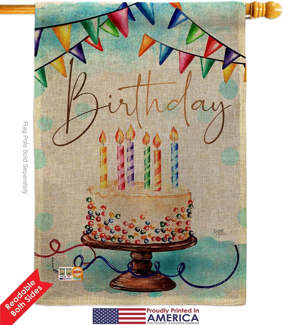 Birthday Burlap Burlap House Flag Celebration Cake Gift Present Candy Bouquet Occasion Anniversary Party Small Decorative Yard Banner Double-Sided Made In USA 28 X 40