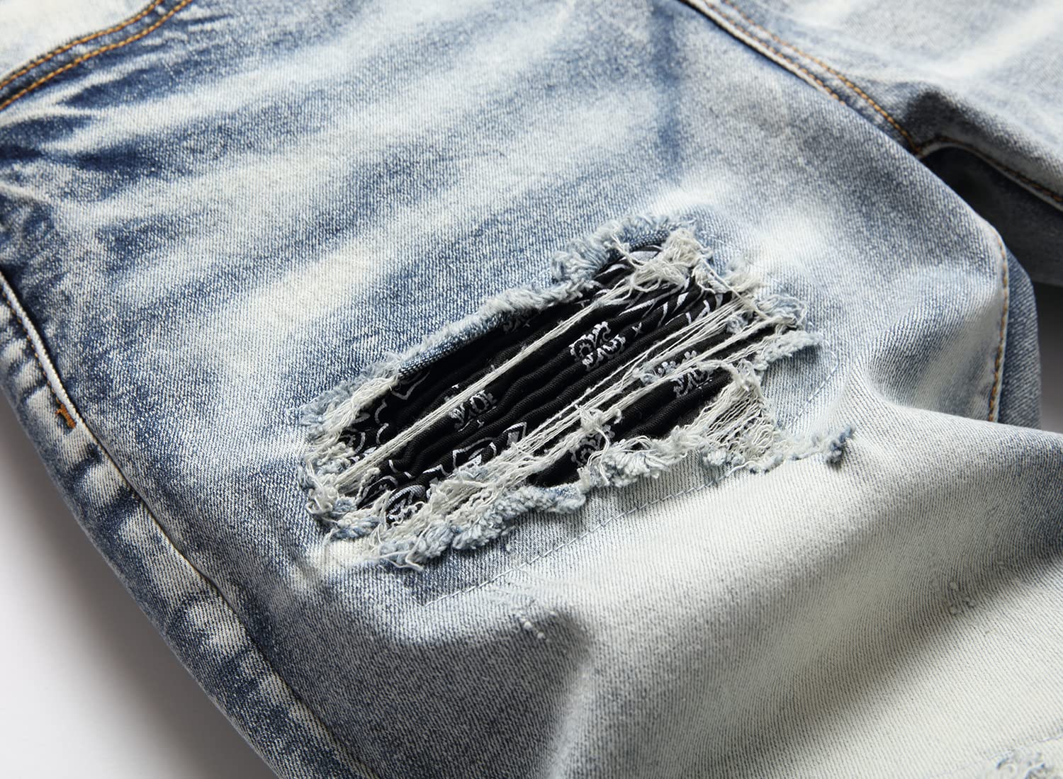 Męskie spodnie jeansowe typu skinny Slim Fashion ze stretchem z prostymi otworami, Niebieski wisiorek, 38