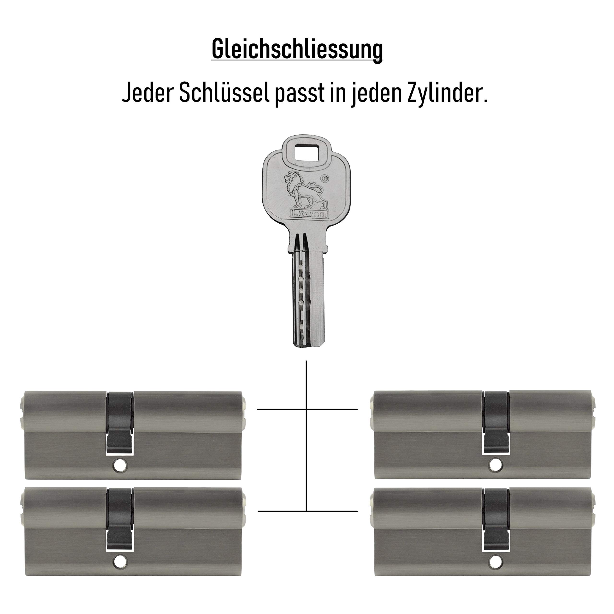 4x Profilzylinder 70 mm 30/40 gleichschließend Not- und Gefahrenfunktion inkl. 20 Schlüssel