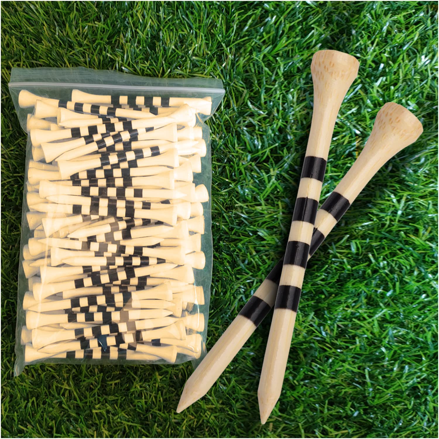 Occuwzz® Golf Tees Professional Natural Wood Golf Tees Pack of 100,Reduce Friction Side Spin Wooden for Men Women