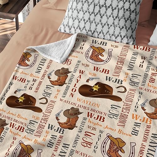 Miniatura 30 de Manta de bebé occidental, mantas de bebé personalizadas para niños, manta de vaquero para niños y niñas, manta de felpa personalizada con nombre