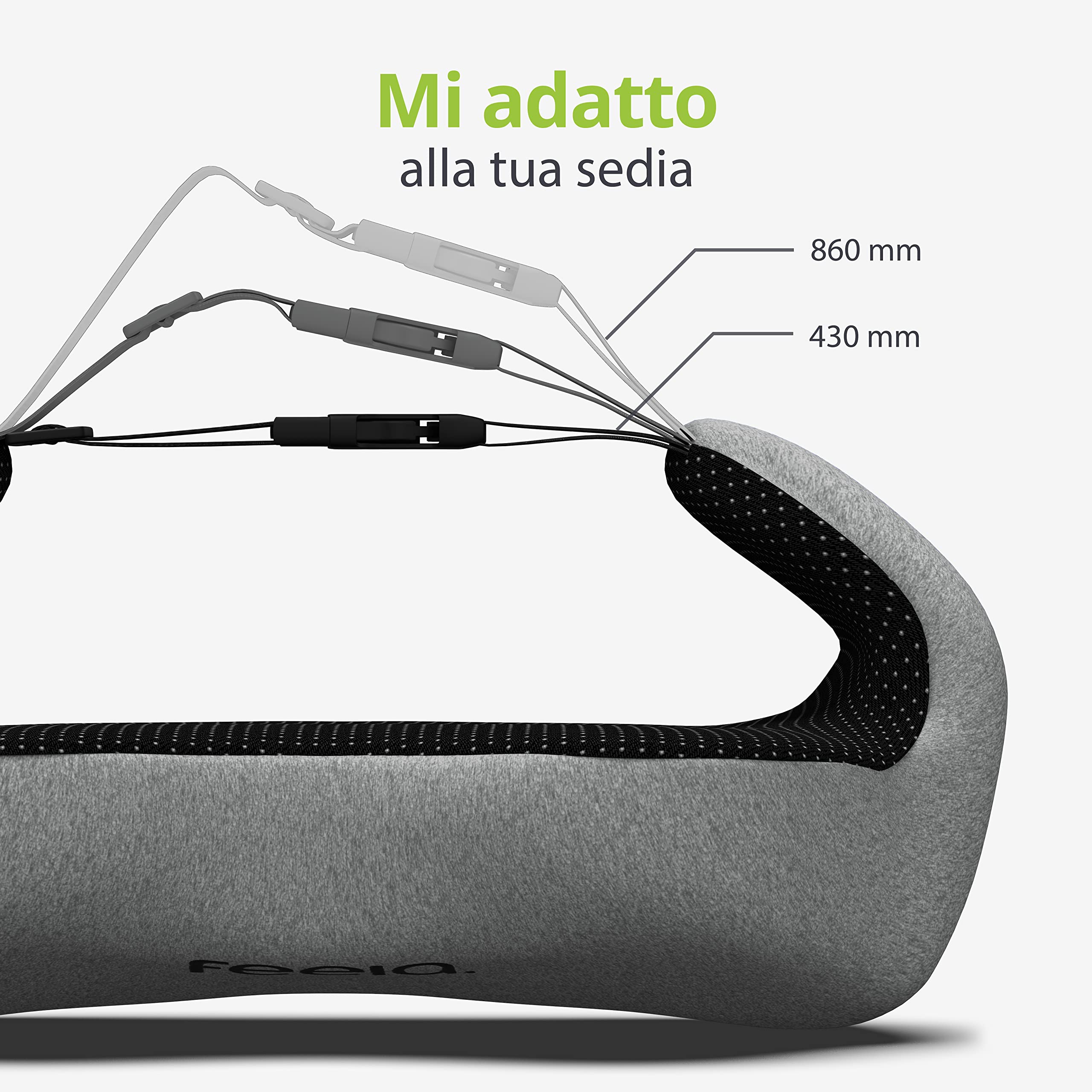 feela.® Cuscino schiena ergonomico per sedia da ufficio | cuscino lombare come cuscino per sedia per casa, ufficio o supporto per la schiena in casa ufficio (Grigio Scuro)