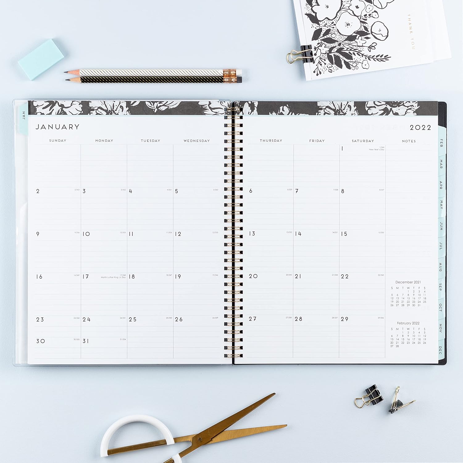 Blue Sky 2022 Weekly & Monthly Planner, 8.5" x 11", Flexible Cover, Wirebound, Baccara Dark (110211-22)