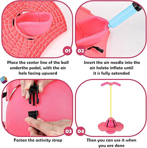 Miniatura 5 de Pogo Jumper con asa y bomba de bola, juguete de salto alto, tablero de truco, bola de rebote Pogo segura y divertida para niños, niñas y adultos