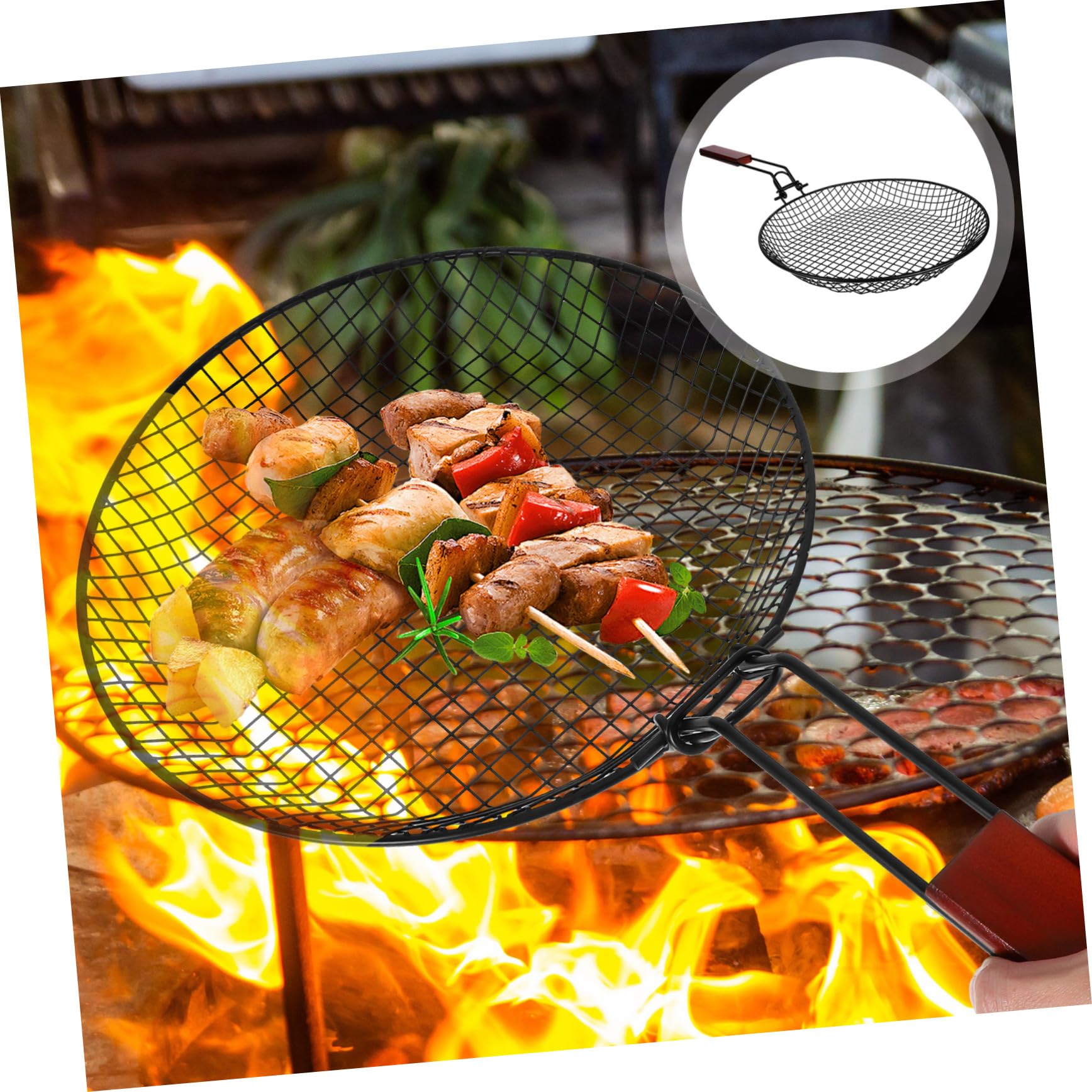 Mobestech Cestino Per Acciaio Al Carbonio Cestello Pieghevole Per Grigliare Verdure e Cibi Accessorio Da Campeggio Compatibile Varie