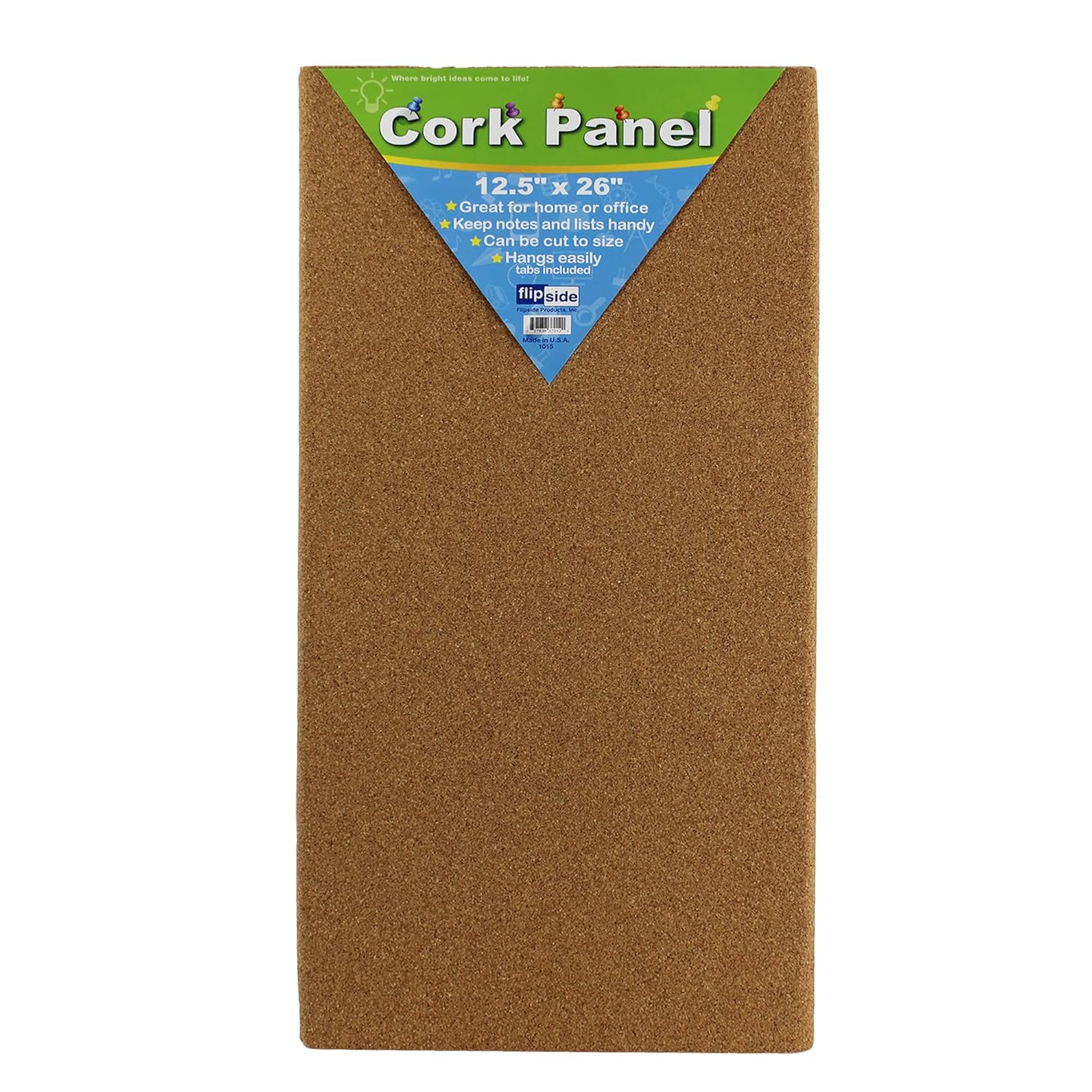 Flipside Products 12.5 x 26 Natural Cork Panel Board, Unframed Message and Vision Board, Memo Pin, Hanging Wall Mounted - 5 Pack