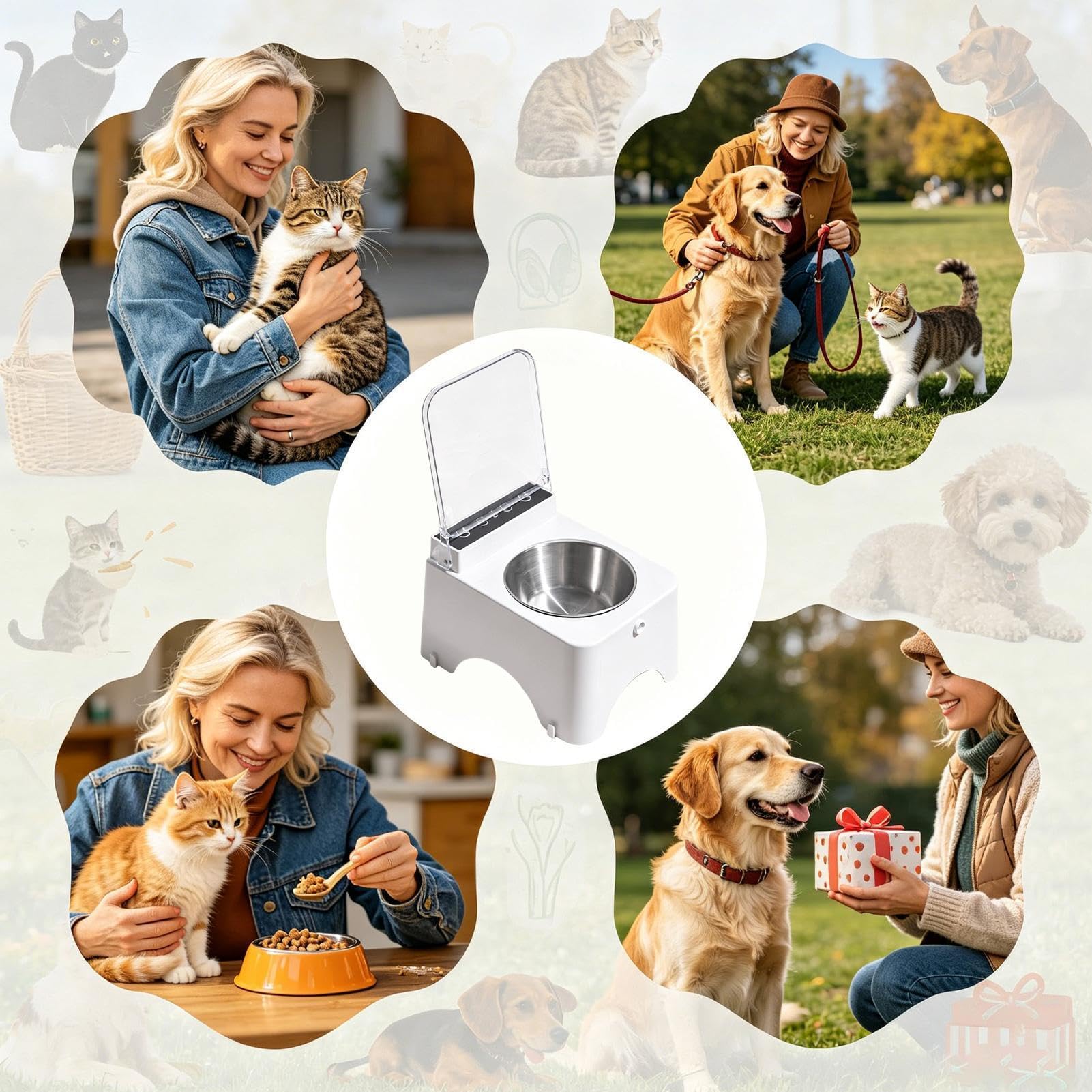 Gamelles En Acier Inoxydable Pour Chiens Station D'Alimentation À Couvercle | Plat de Nourriture pour Chat Pour Chatons, Animaux, Appartement, Intérieur, Maison, Cuisine, Ext