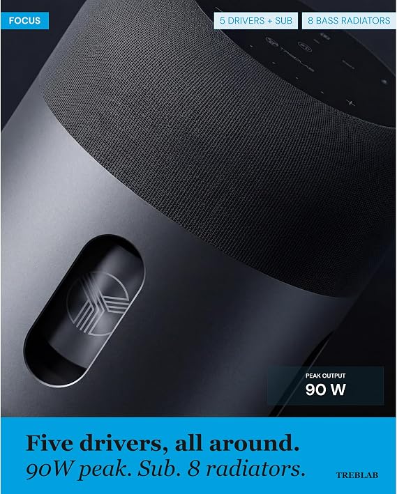 TREBLAB HD-360-Pro Portable Bluetooth Speaker, 360 90W NFC