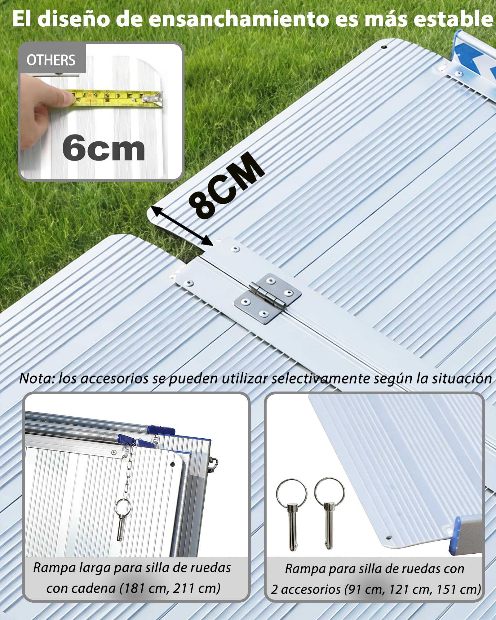 ANYBOY 91CM rampas para sillas de Ruedas,Resistencia de 300 kg,rampa Plegable Carga Silla de Ruedas,rampa minusvalidos portatil | 300 kg de carga, rampa de acceso para escaleras, antideslizante