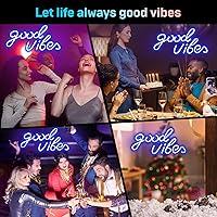 Vista 4 de Good Vibes Neon Sign, Neon Signs Nein Sign Neon lights for Wall, Neon Signs for Bedroom Home Decor Bar Party Living Room Wall Decor, Neon Lights