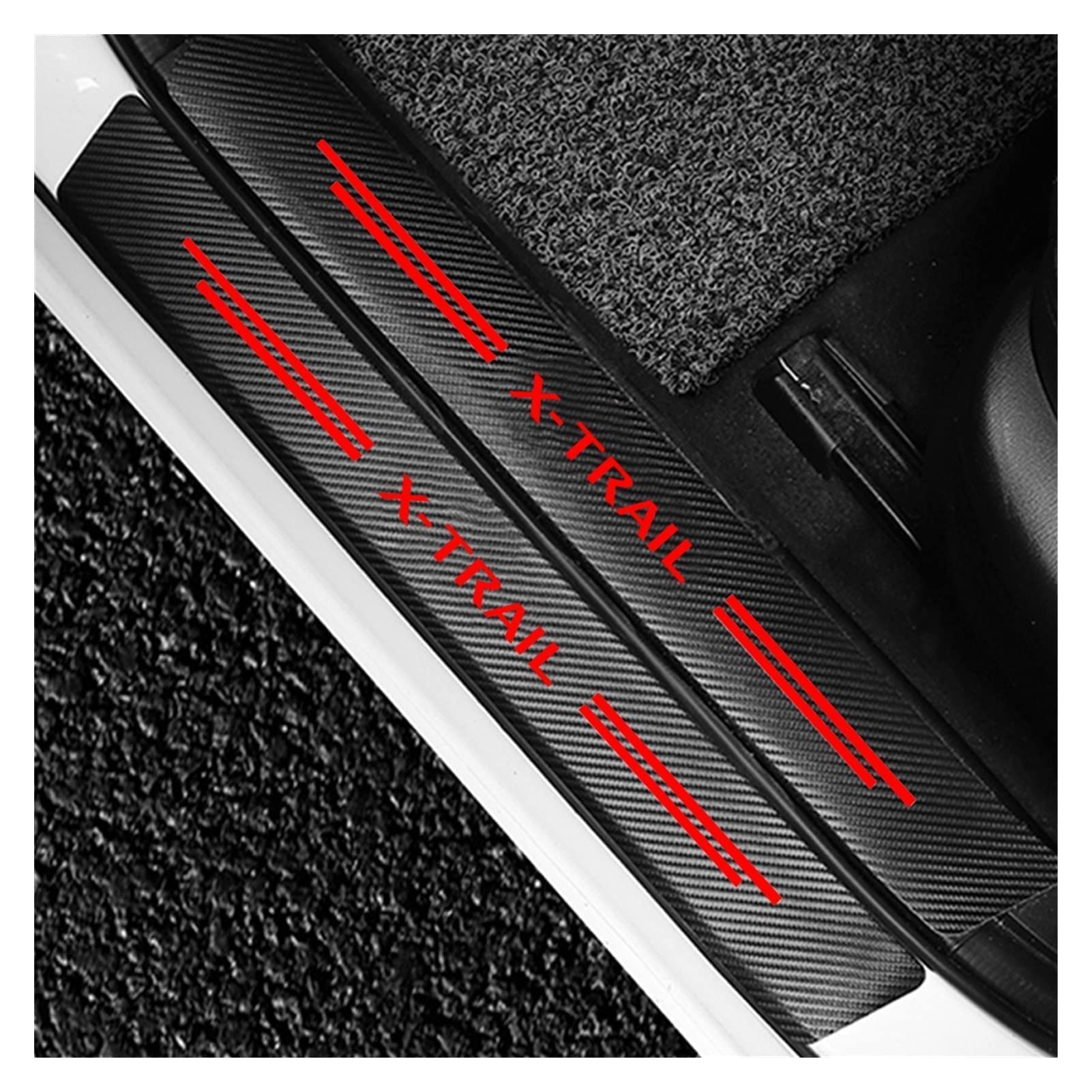 Eagleg Red Car Door Sill Protector For Nis-San X-Trail X Trail Xtrail T30 T31 T32 2014 2015 2016 2017 2018 2019 4Pcs Car Door Sill Scuff Plate Carbon Fiber Stickers Accessories,