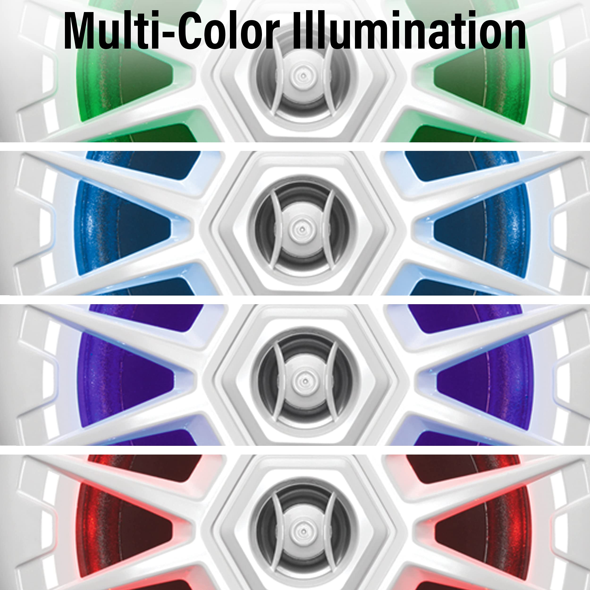 Boss Audio Systems, MRGB55W, Altavoces Marinos de 13 cm, Resistentes a la Intemperie, 150 vatios por par, 75 vatios Cada uno, iluminación Multicolor, Rango Completo, 2 vías, se Venden en Pares