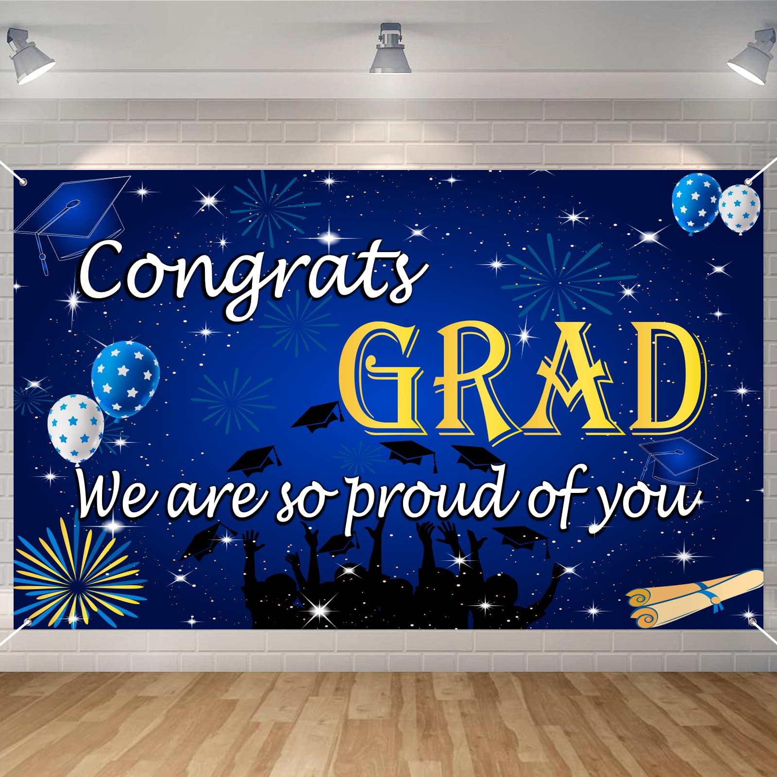 Graduation Banner 2026, Seutgjie Class of 2026 Decorations School Leavers Blue Fabric Congratulations Banner Congrats Grad Prom Party Supplies Indoor/Outdoor 70.9 * 43.3in — image 1
