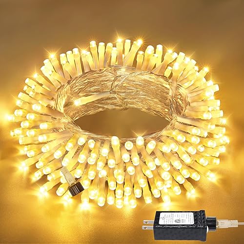 Miniatura 17 de 1000 luces LED de Navidad de 328 pies para exteriores, 8 modos de iluminación, tira de luces blancas con control remoto, luces de Navidad para