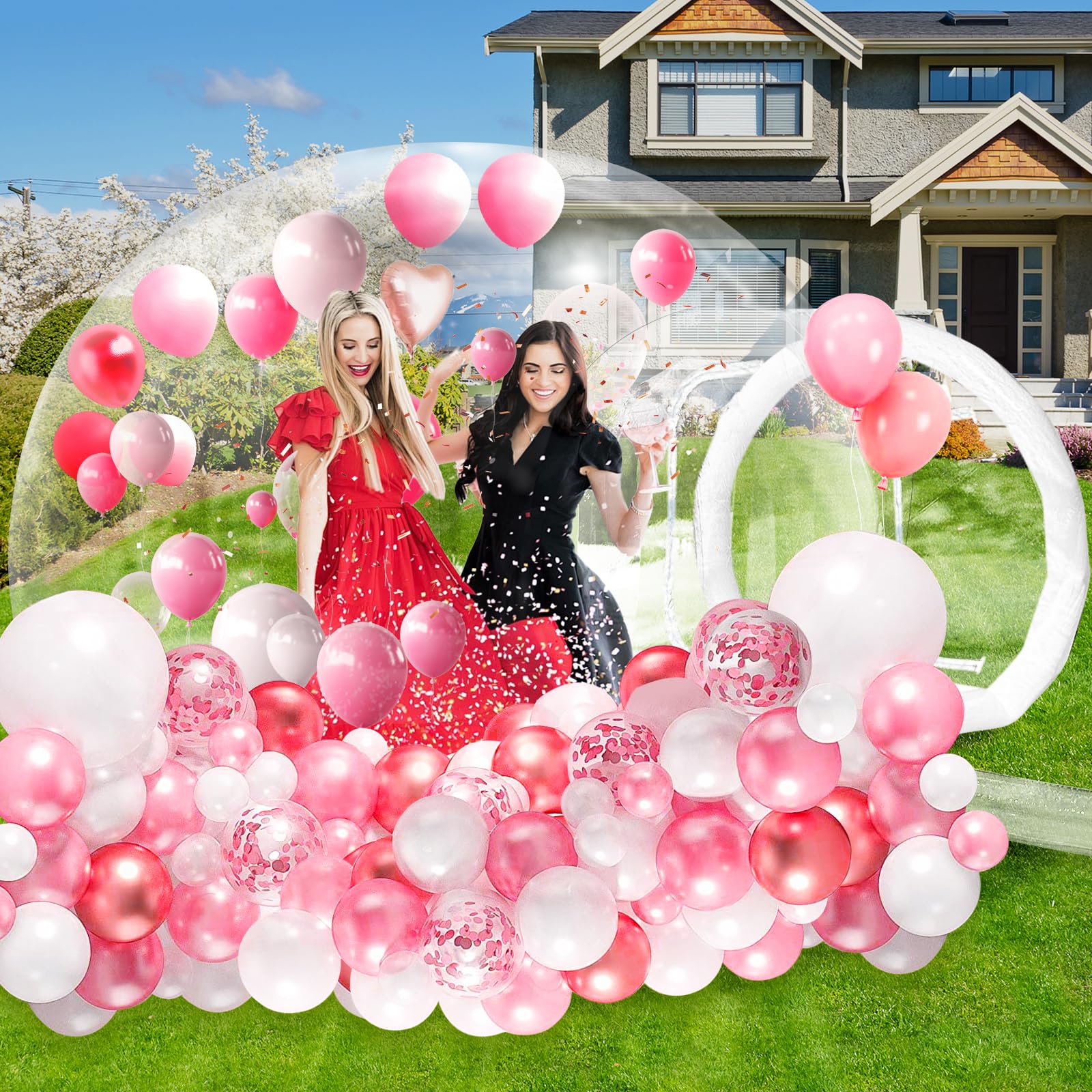 10FT Bubble House, Clear Balloon House for Party, PVC Bubble House Dome Inflatable, Inflatable Bubble House Perfect for Indoor Outdoor Celebrations Party Rental Equipment-Fully Transparent Design
