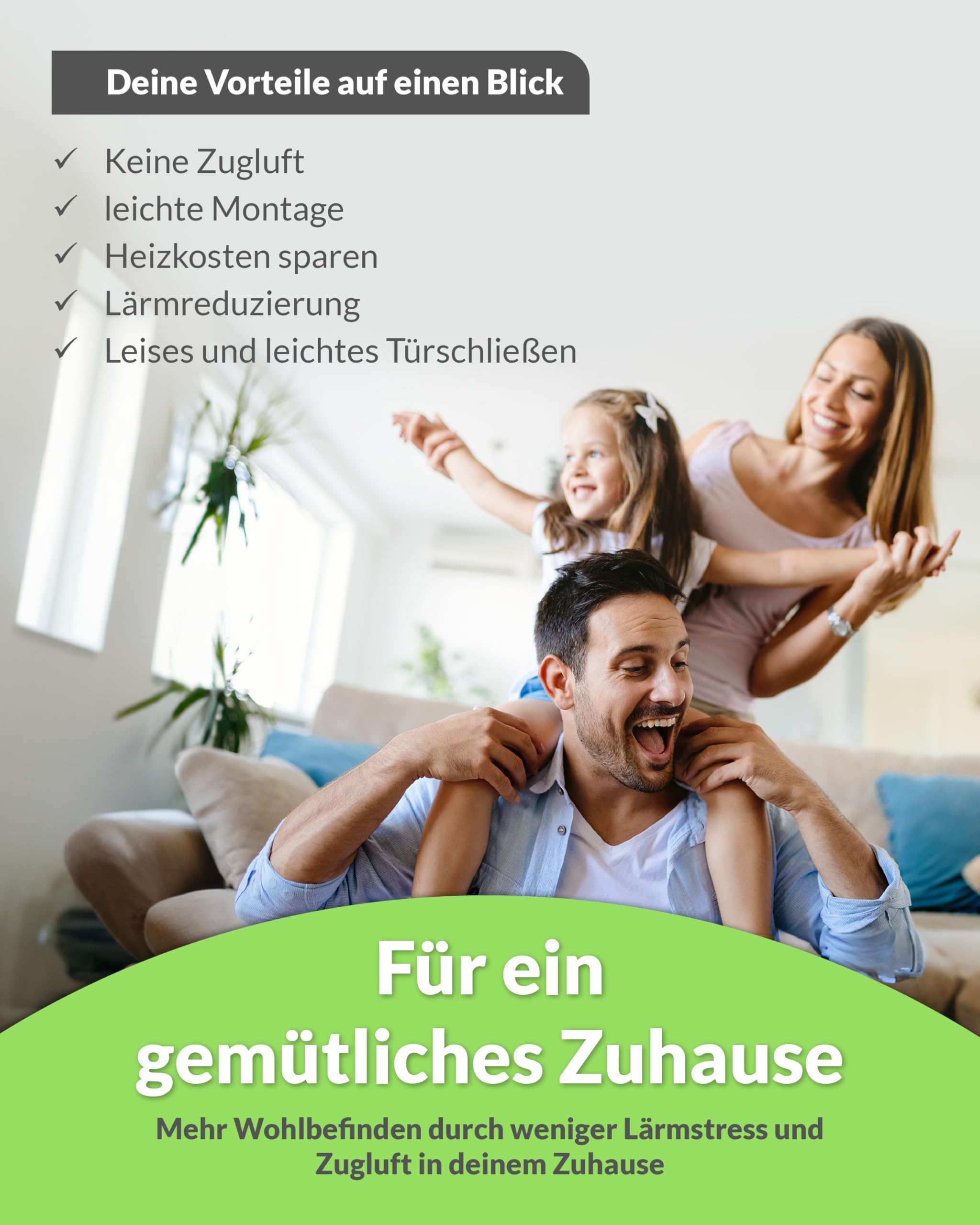 Premium TPE Türdichtung für Zimmertüren gegen Zugluft aus 2 Komponenten (25m, Weiß)