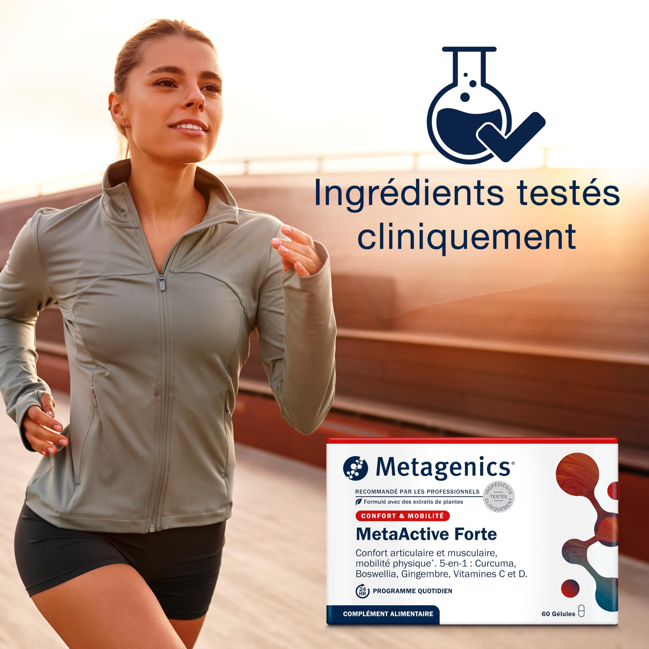 Metagenics MetaActive Forte, Curcuma Boswellia Gingembre, 60 Gélules
