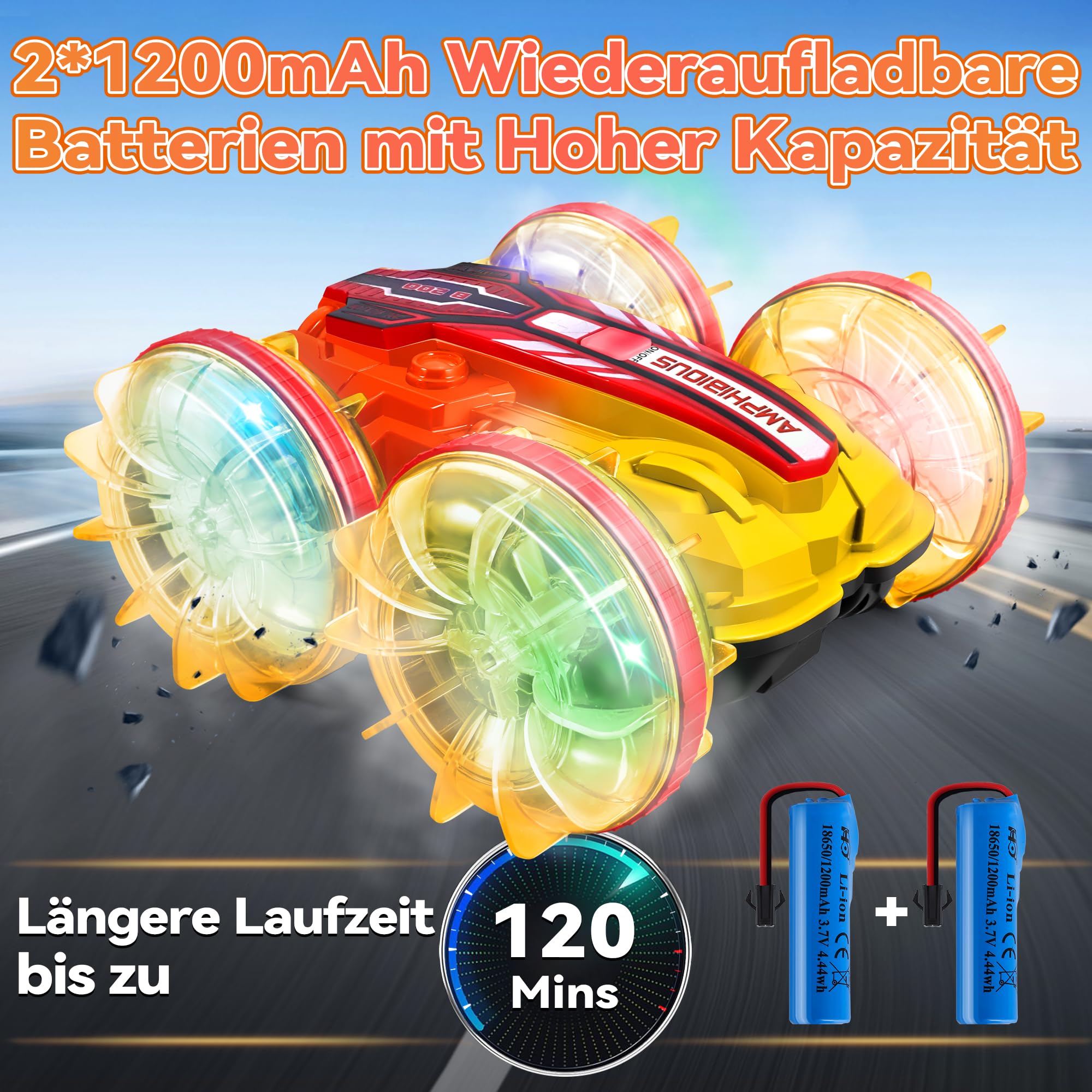 GLEEHAPY Macchina Telecomandata per Bambini - Macchina Radiocomandata Anfibia 4x4 con Luce Macchinina Telecomandata Bambino Auto Telecomandata Bambino Giochi Regalo per Bambini 3 4 5 6 7 8-12 Anni