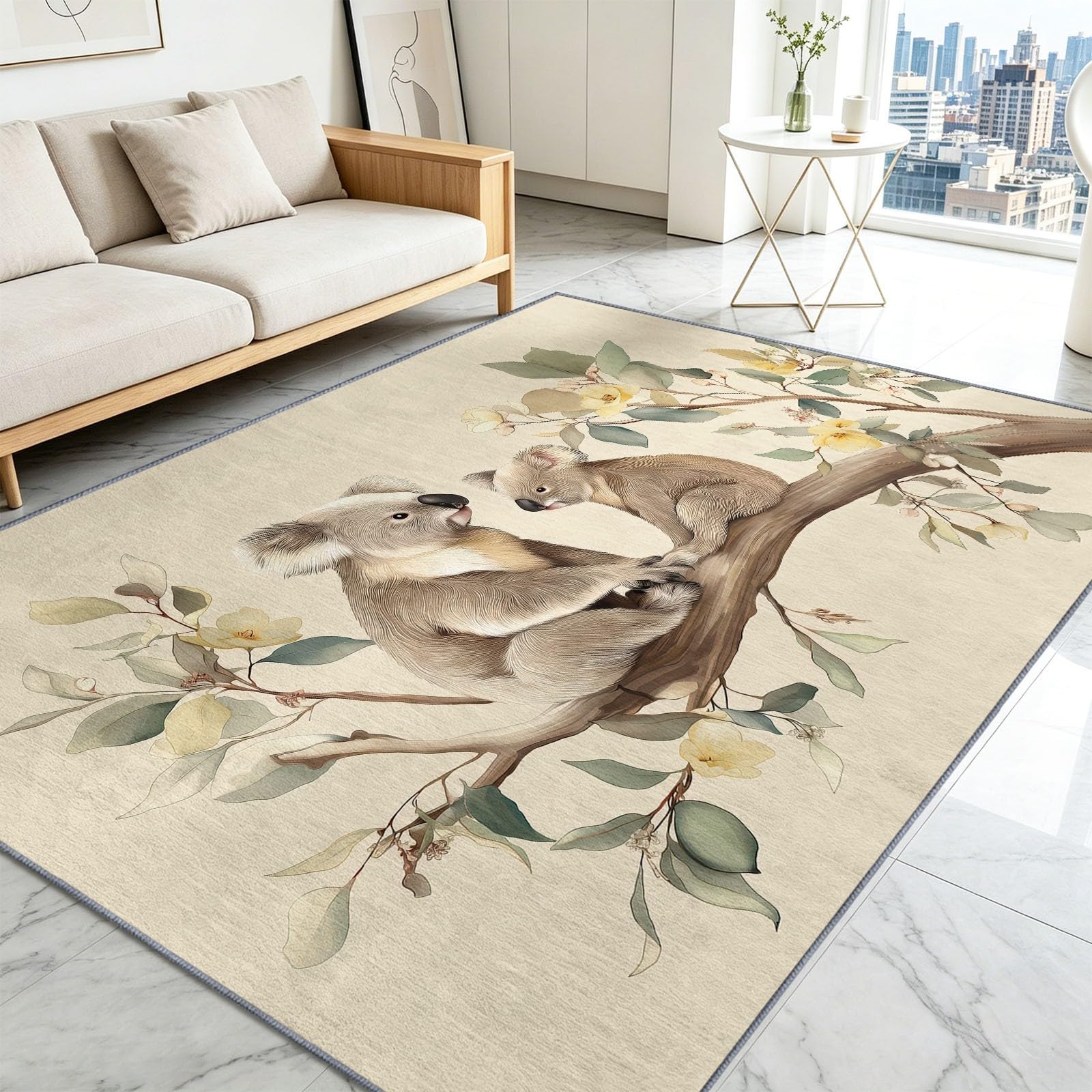 Alfombra Koala Madre Niño AST 120 x 170 cm Dormitorio Alfombras Animales Dibujos Animales Suave Alfombra Cocina Antideslizante Alfombras Lavables para Salón Comedor Entrada Interior