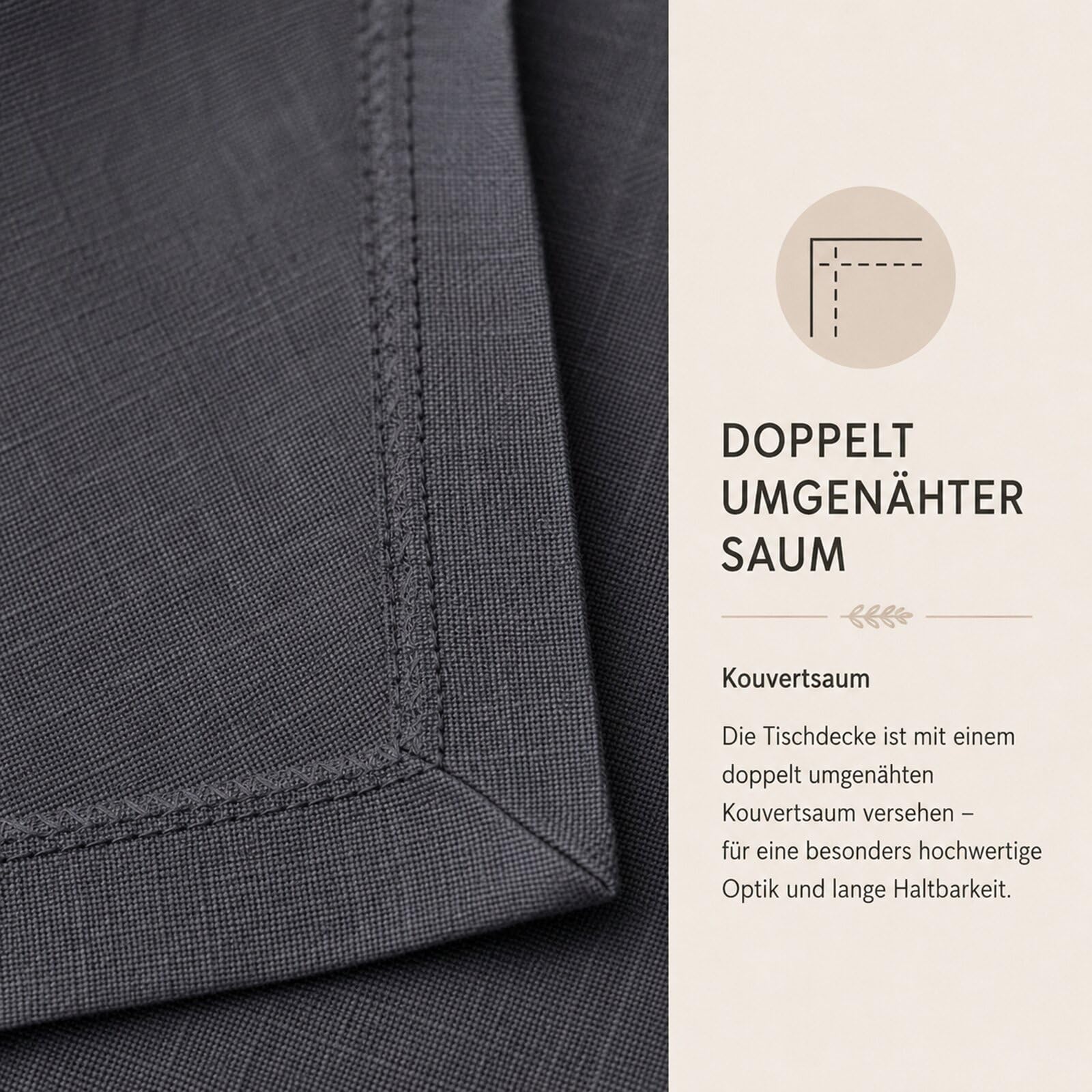 Textil Tischdecke Leinen-Optik 160x360cm eckig mit Fleck-Schutz Weiss *Tafeltuch* Farbe wählbar