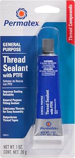 Permatex 80631-12PK Thread Sealant with PTFE, 1 oz. (Pack of 12) , White