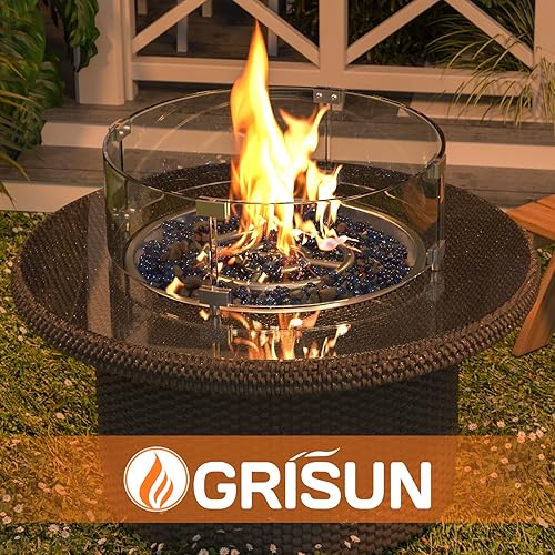 Miniatura 8 de Grisun Protector de viento redondo de vidrio para hoguera, 26 x 26 x 6 pulgadas, grueso 516 pulgadas, resistente al calor, protector de vidrio
