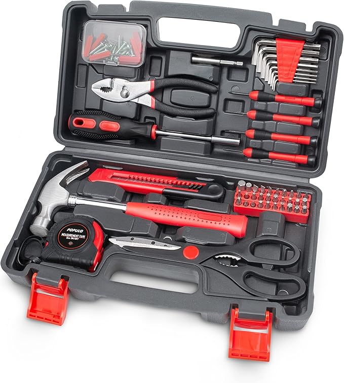 POPULO Hand Tool Set, 80Piece Basic Tool Kit for Home and Household