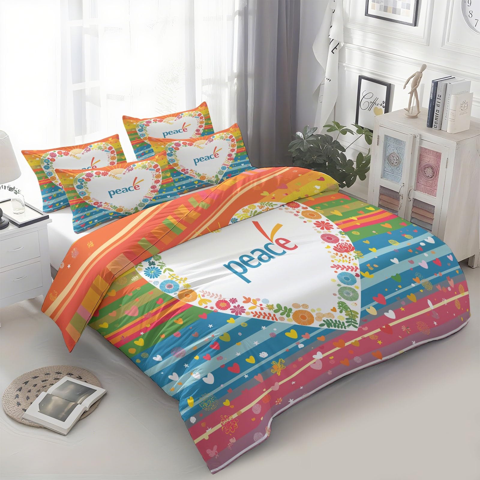 Housse de couette cœur 160x200 cm pour égayer une chambre d'ado colorée