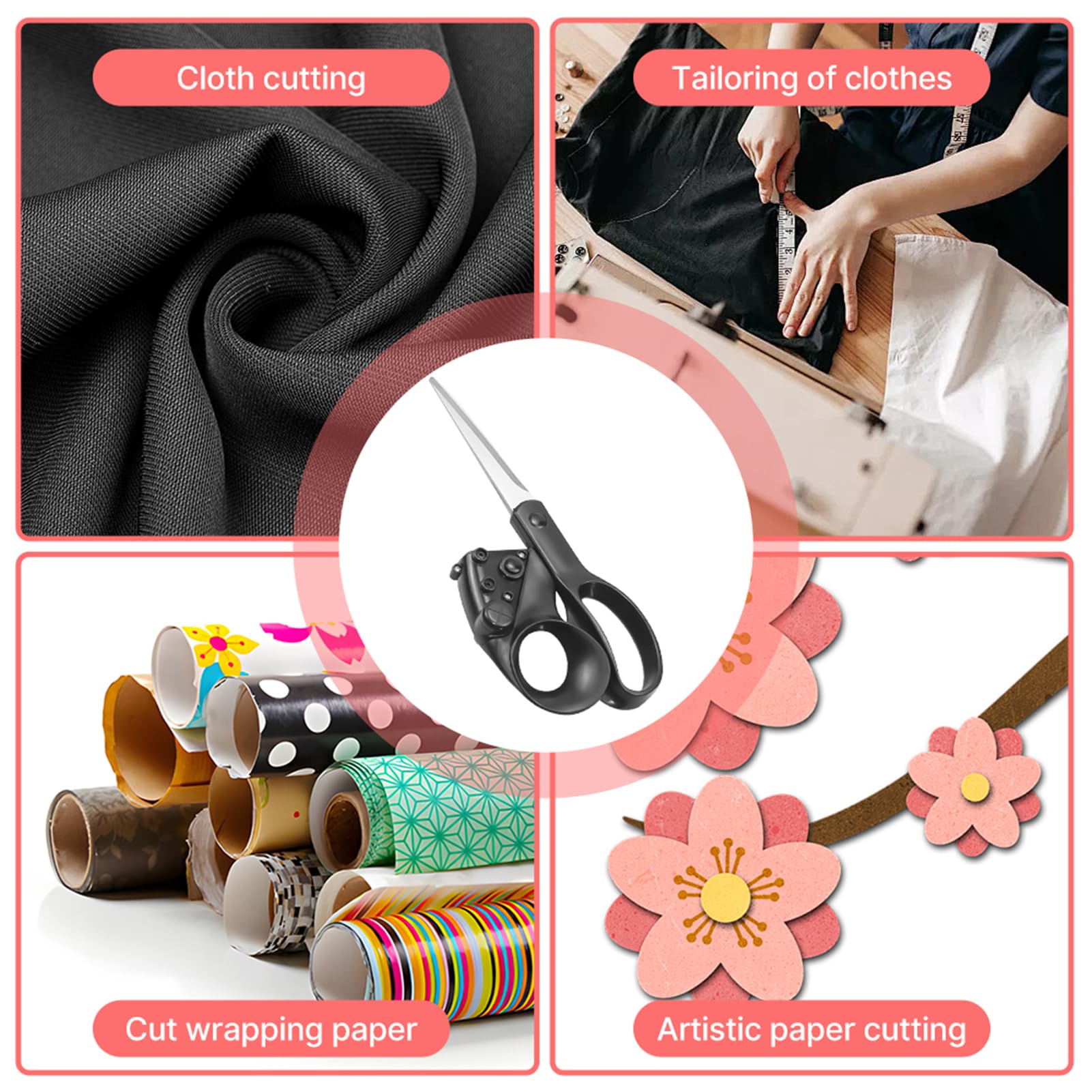 Tijeras de Tela Guiadas por Láser, Herramienta de Corte Ergonómica Multifuncional para Costura, Manualidades, Corte Recto y Rápido con Tijeras Artesanía Guiadas por Láser 6,5 Pies para