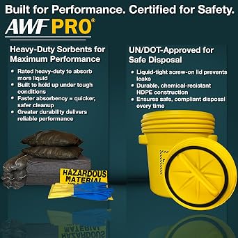 AWF PRO 20 Gallon Universal Spill Kit, 59 Pieces