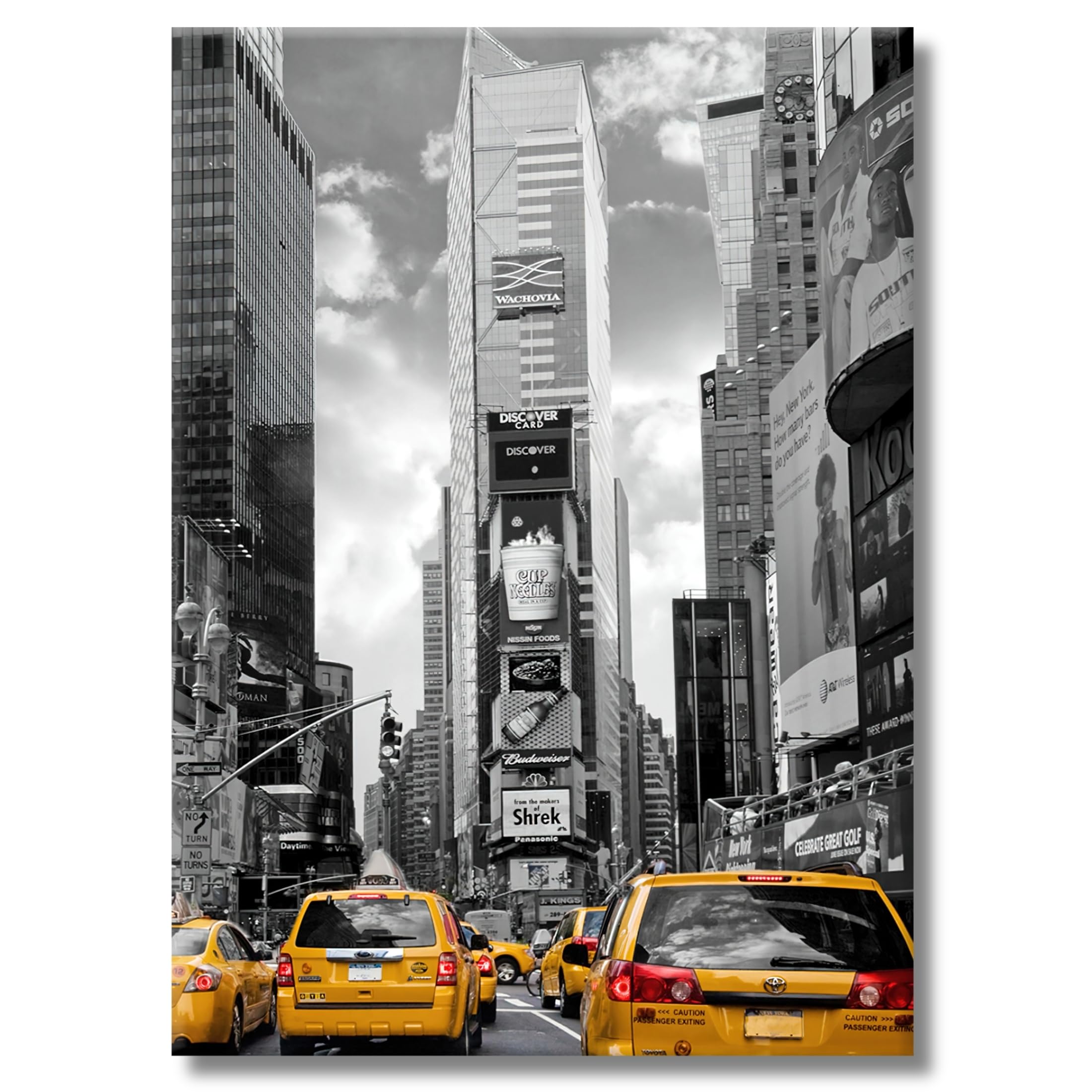 Yellow Cabs Times Square NYC Magnet - 3.5x2.5 Inch Metal Souvenir Fridge Magnet By ArtMalore