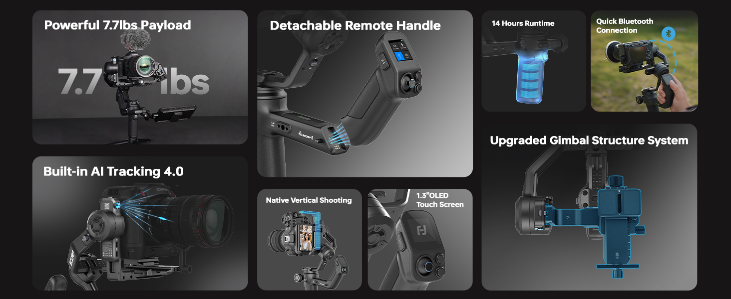 Amazon.com : FeiyuTech SCORP 3 Gimbal Stabilizer with AI Tracking