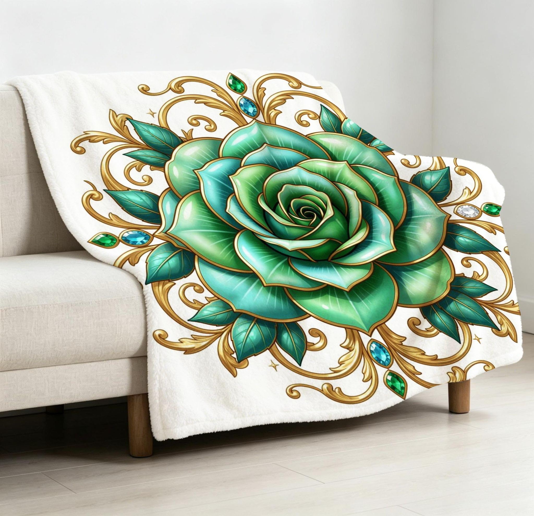 Manta Entretiempo Grande, Flores Verdes, 220x240 cm, AQ8483