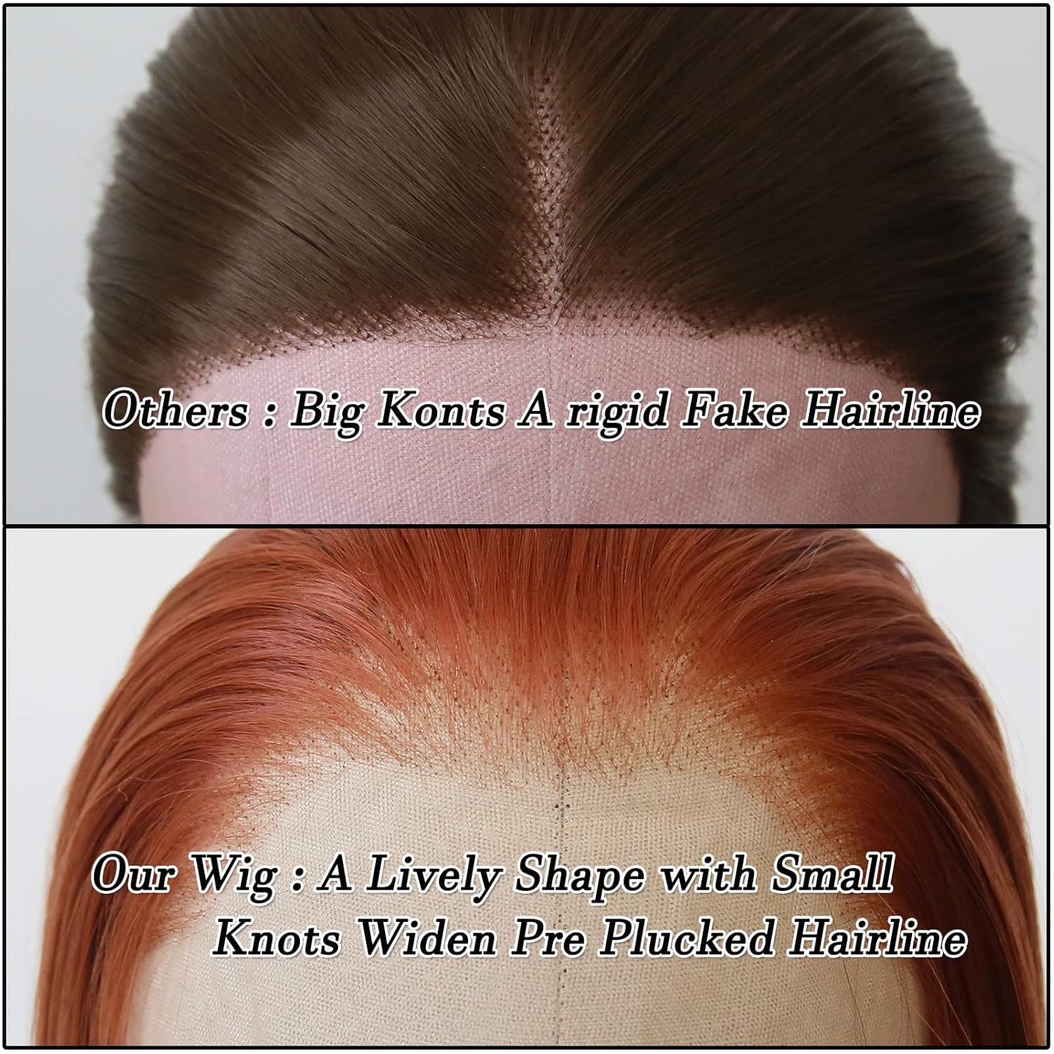 BTWTRY Ginger Brown Synthetic Lace Front Wig Long Straight Copper Lace Front Synthetic Wig Pre Plucked Natural Hairline Glueless Heat Resistant Fiber Hair Wig for Fashion Women (Ginger)