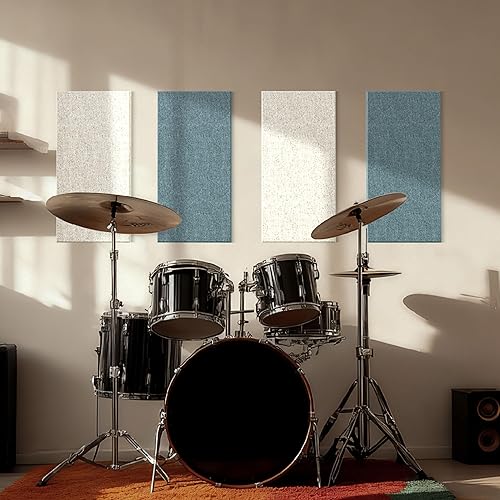 Miniatura 8 de 4 paneles acústicos, paneles acústicos de tela de 24 x 12 pulgadas para paredes, paneles autoadhesivos de absorción de sonido para el hogar,