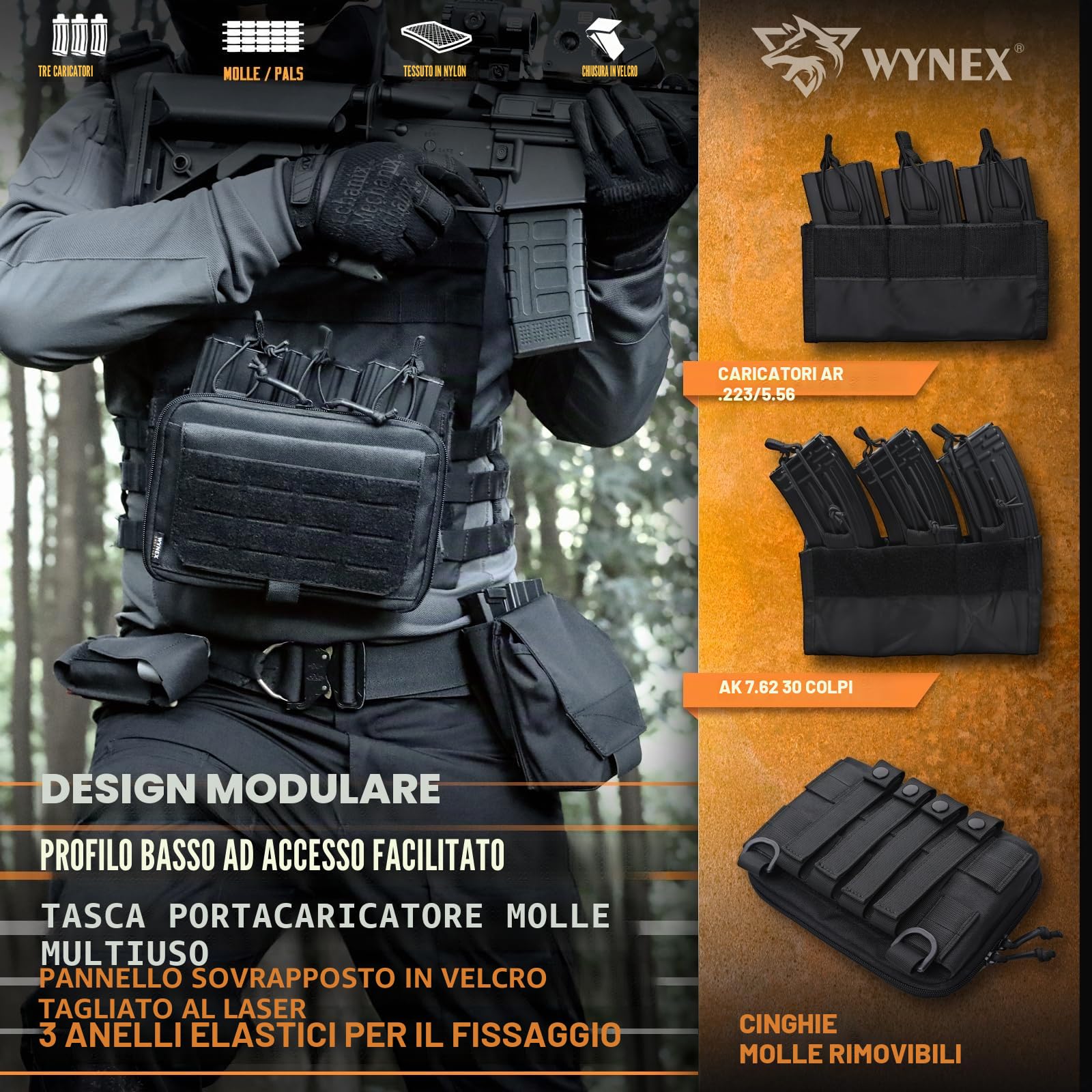 WYNEX Molle Admin Borsa di stile canguro, tattica Utility Borsa per attrezzi con inserto Mag/Zipper Strip Modular EDC Borsa Medica Organizzatore di Attachment Patch inclusa